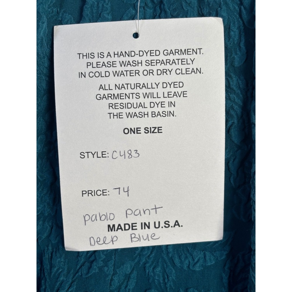 URU Pablo Pant Deep Blue Silk Crinkle Floral Jacquard Harem Pants One Size C483 - Picture 9 of 14